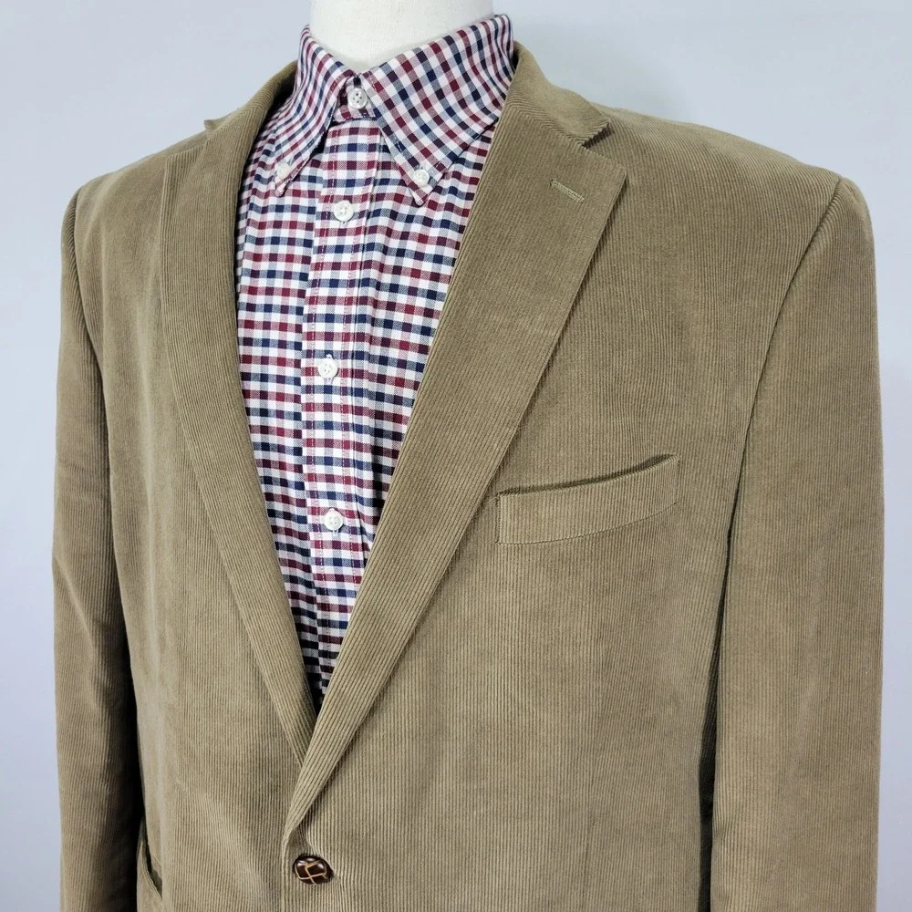 Lauren Ralph Lauren Men's Sport‎ Coat Blazer Two Button Tan Cotton Corduroy 48L